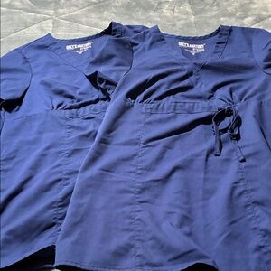 Set of Two Maternity Grey's Anatomy Deep Navy V-Neck Scrub Top with Side Tie